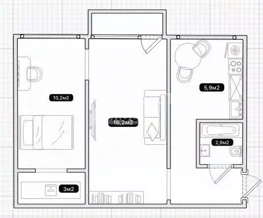 2-к кв. Омская область, Омск Городок Нефтяников мкр, ул. 1-я ... - Фото 2