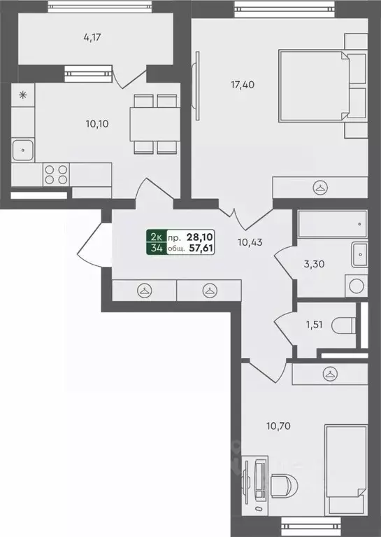 2-к кв. Ямало-Ненецкий АО, Ноябрьск Таежный Ноябрьск жилой комплекс ... - Фото 1