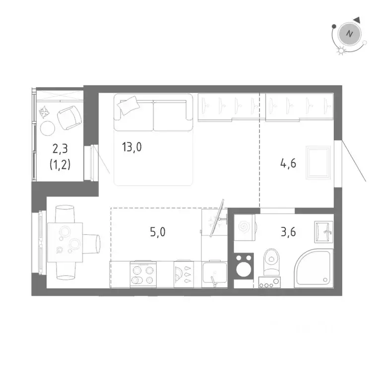 Студия Санкт-Петербург пос. Шушары, Клюква Парк жилой комплекс (27.4 ... - Фото 2