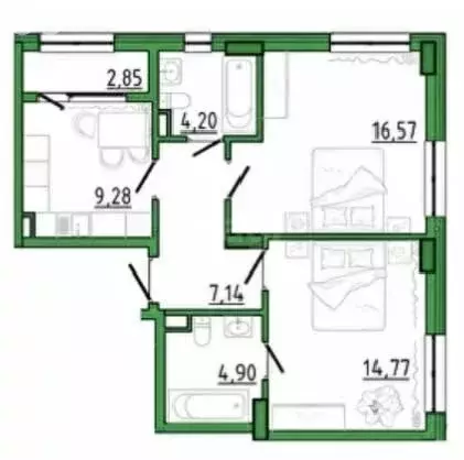 2-комнатная квартира: Белогорск, Нижнегорская улица (58.28 м) - Фото 1