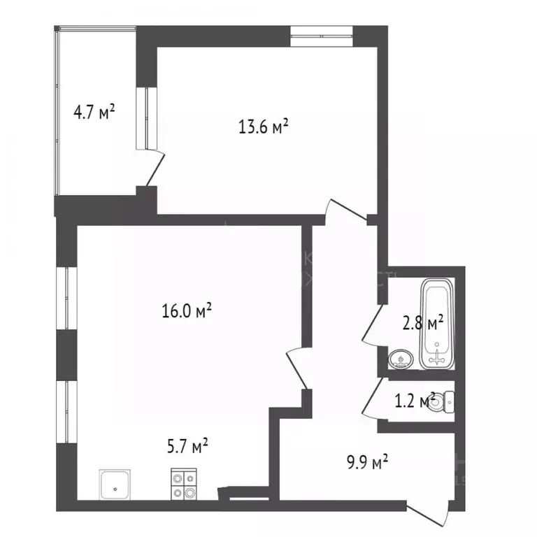 1-к кв. Тюменская область, Тюмень ул. Прокопия Артамонова, 8 (50.0 м) - Фото 2