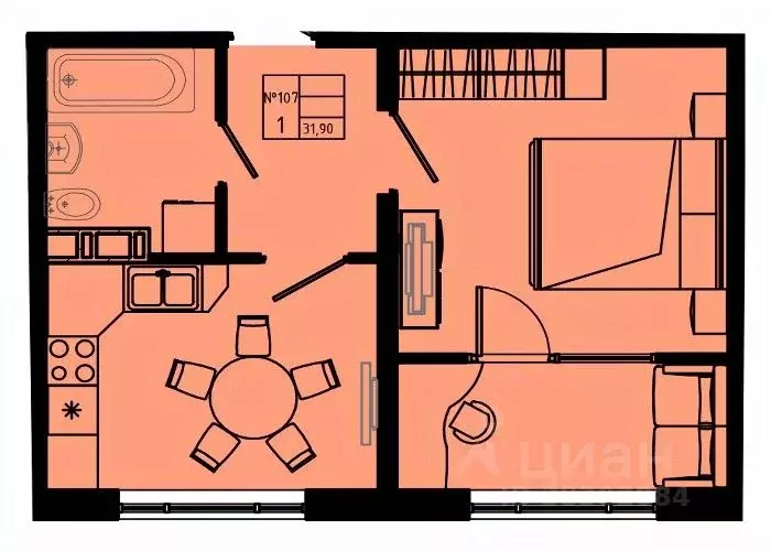 1-к кв. Ленинградская область, Коммунар г. Гатчинский муниципальный ... - Фото 1