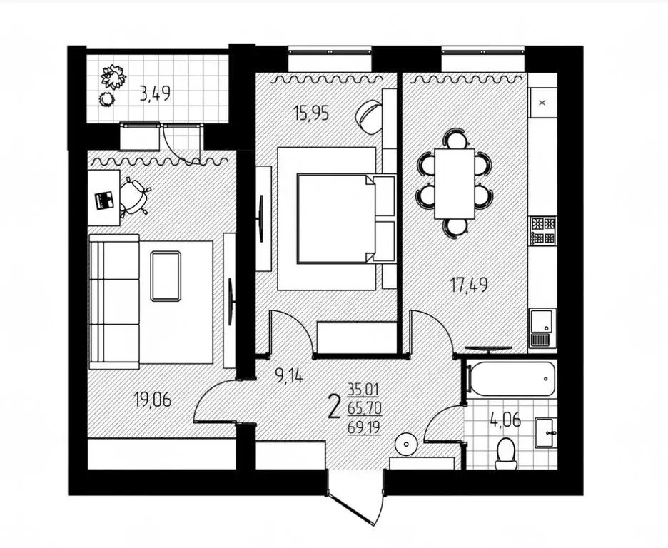 2-комнатная квартира: Энгельс, Полтавская улица, 6А (69.19 м) - Фото 2