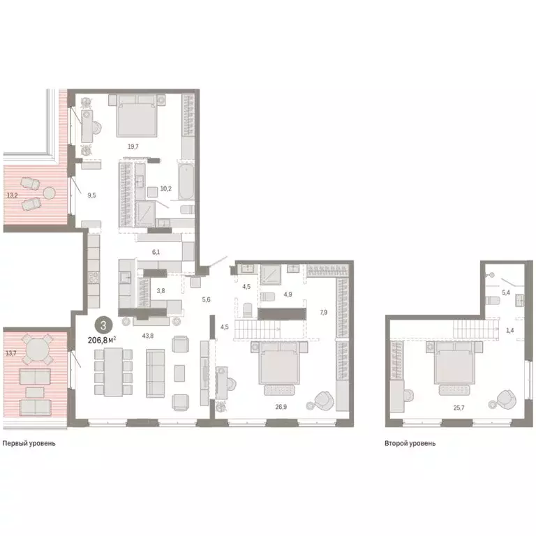 3-комнатная квартира: Тюмень, жилой комплекс На Минской (206.8 м) - Фото 2