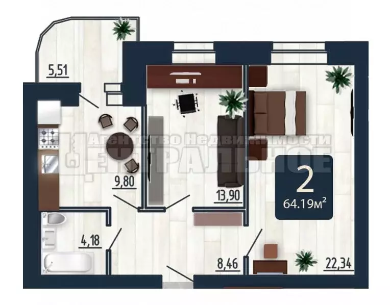 2-комнатная квартира: Смоленск, улица Попова, 30 (64.19 м) - Фото 0
