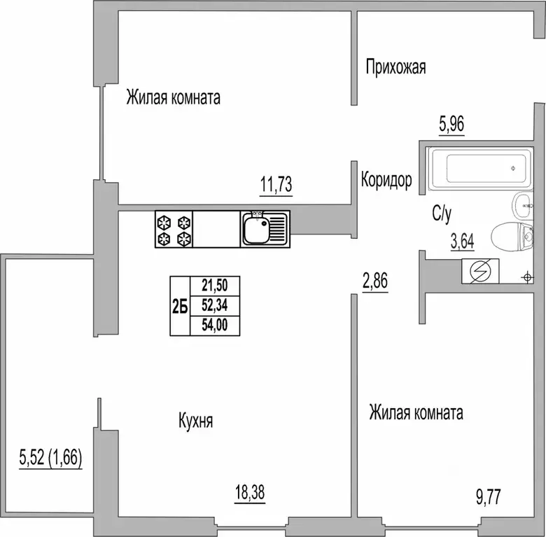 2-к кв. Псковская область, Псков Линейная ул., 85 (54.0 м) - Фото 0