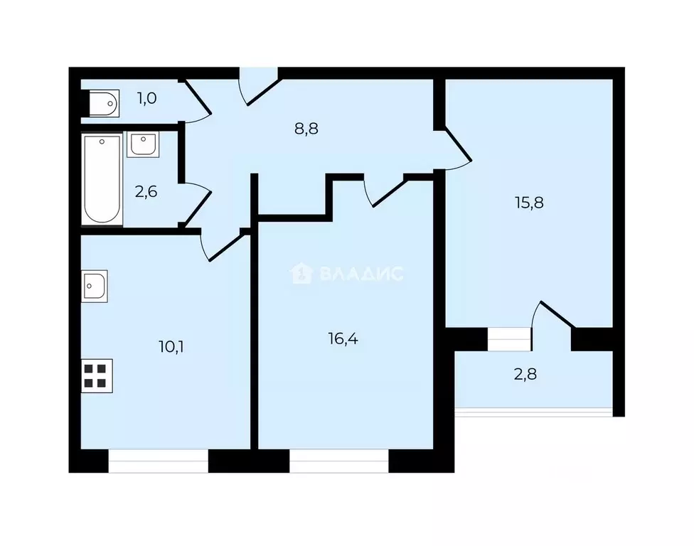 2-к кв. Санкт-Петербург просп. Королева, 48К1 (54.7 м) - Фото 2