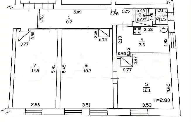 3-к. квартира, 58 м, 2/2 эт. - Фото 0
