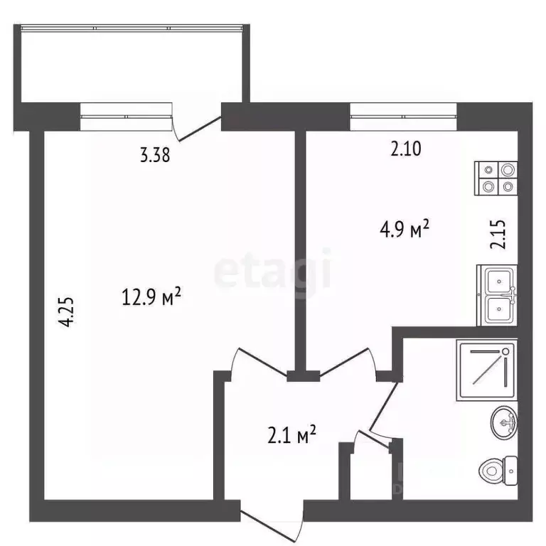 1-к кв. Камчатский край, Елизовский муниципальный округ, с. Сосновка ... - Фото 2