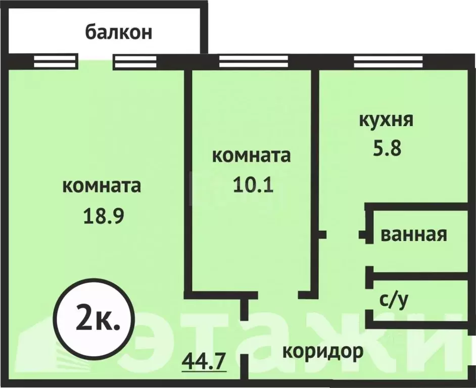 2-к кв. Приморский край, Владивосток Хабаровская ул., 12Б (43.3 м) - Фото 1