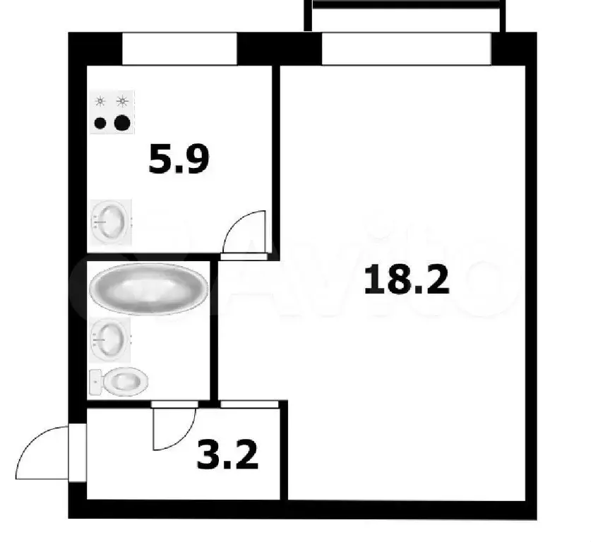 1-к. квартира, 32 м, 4/5 эт. - Фото 0