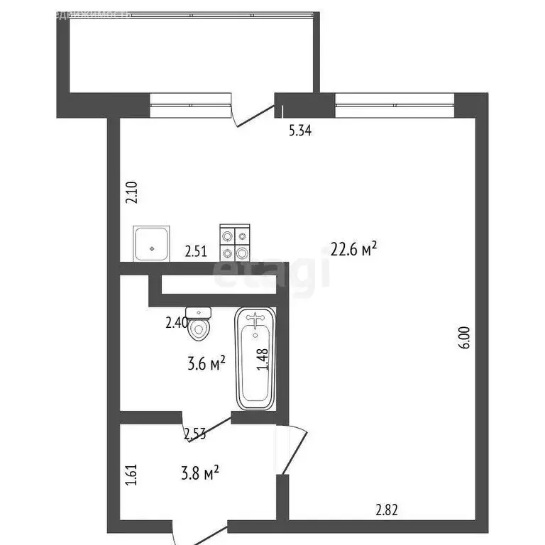 Квартира-студия: Тюмень, улица Вадима Бованенко, 5 (30 м) - Фото 1