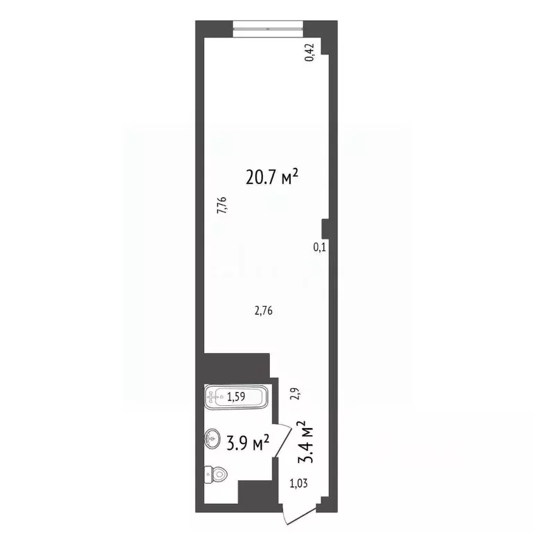 Студия Красноярский край, Красноярск ул. 40 лет Победы, 2 (28.0 м) - Фото 2