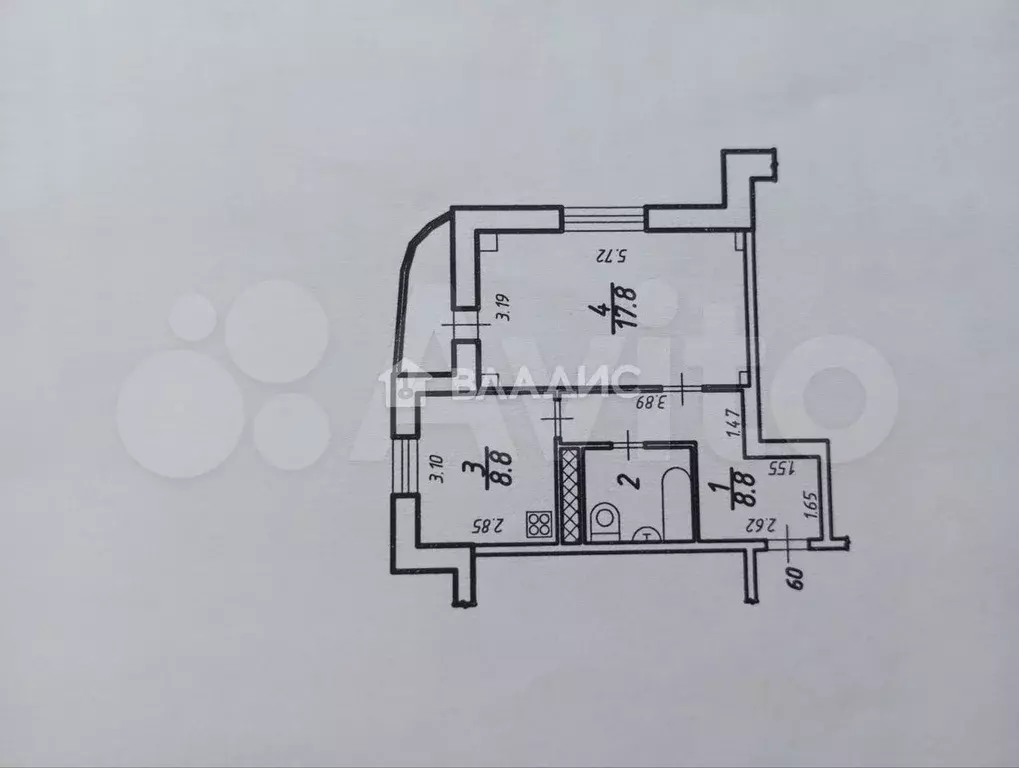 1-к. квартира, 39,8 м, 1/7 эт. - Фото 0