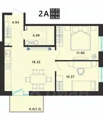 2-к кв. Псковская область, Псковский район, Завеличенская волость, д. ... - Фото 1