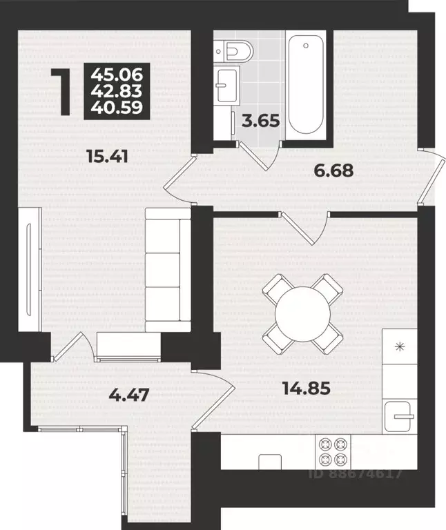 1-к кв. Калининградская область, Калининград ул. Героя России ... - Фото 1