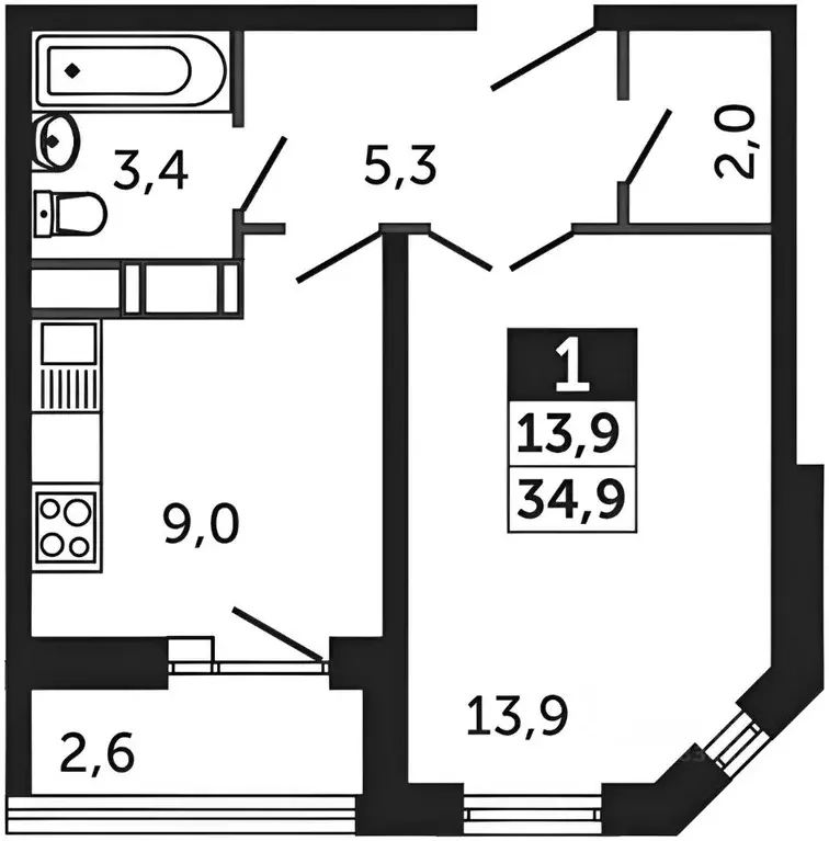 1-к кв. Московская область, Раменское Северное ш., 28 (35.0 м) - Фото 2