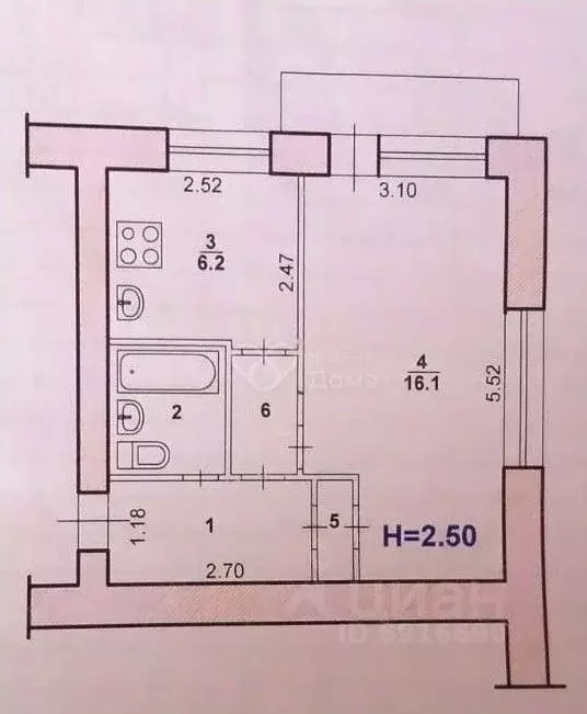 1-к кв. Волгоградская область, Волжский просп. Имени Ленина, 80 (30.7 ... - Фото 2
