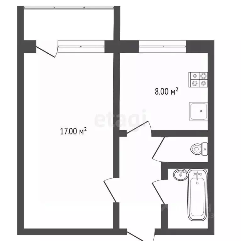 1-к кв. Псковская область, Псков ул. Советской Армии, 50А (33.0 м) - Фото 2
