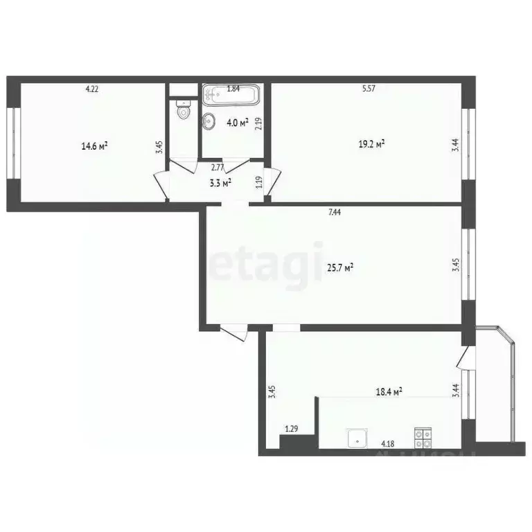 3-к кв. Тюменская область, Тюмень ул. Монтажников, 42А (86.9 м) - Фото 2