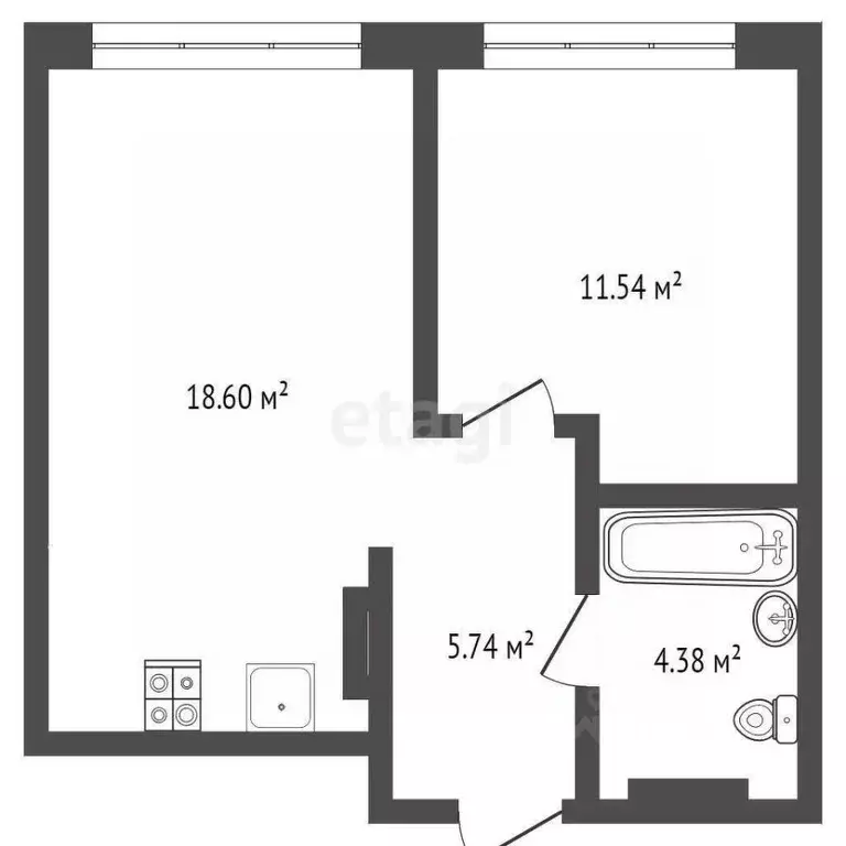 1-к кв. Тюменская область, Тюмень ул. Вадима Бованенко, 7 (40.26 м) - Фото 2