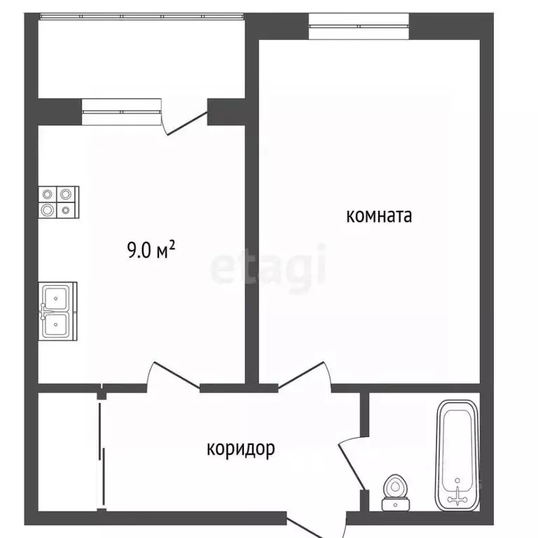 1-к кв. Самарская область, Самара пос. Красная Глинка, 4-й кв-л, 9 ... - Фото 2