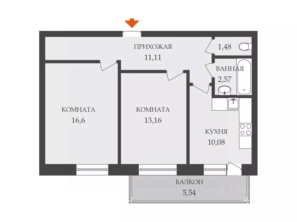 2-к кв. Санкт-Петербург, Санкт-Петербург, Петергоф ул. Парковая, 18к3 ... - Фото 2