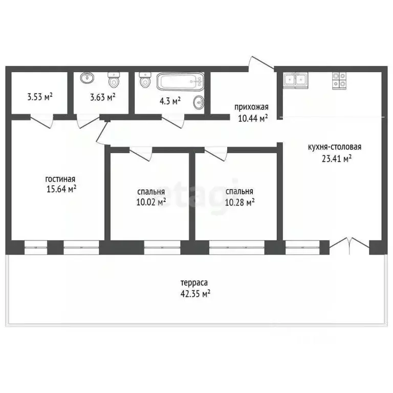 3-к кв. Калужская область, Калуга ул. Белые Росы, 1 (94.0 м) - Фото 2