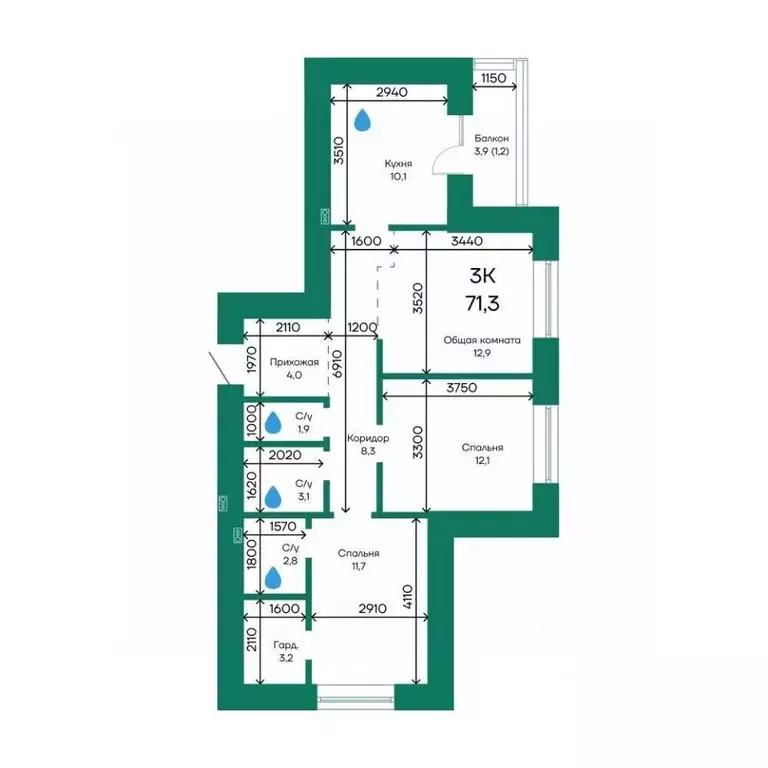 3-к кв. Алтайский край, Барнаул Просторная ул., 390к1 (71.3 м) - Фото 1