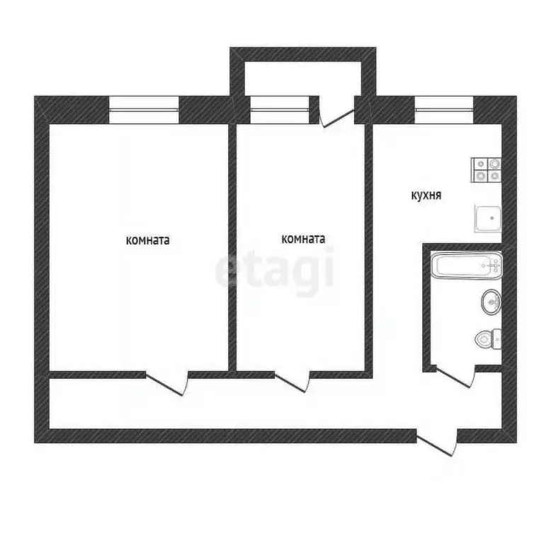 2-к кв. Ленинградская область, Кириши ул. Мира, 19 (44.1 м) - Фото 2