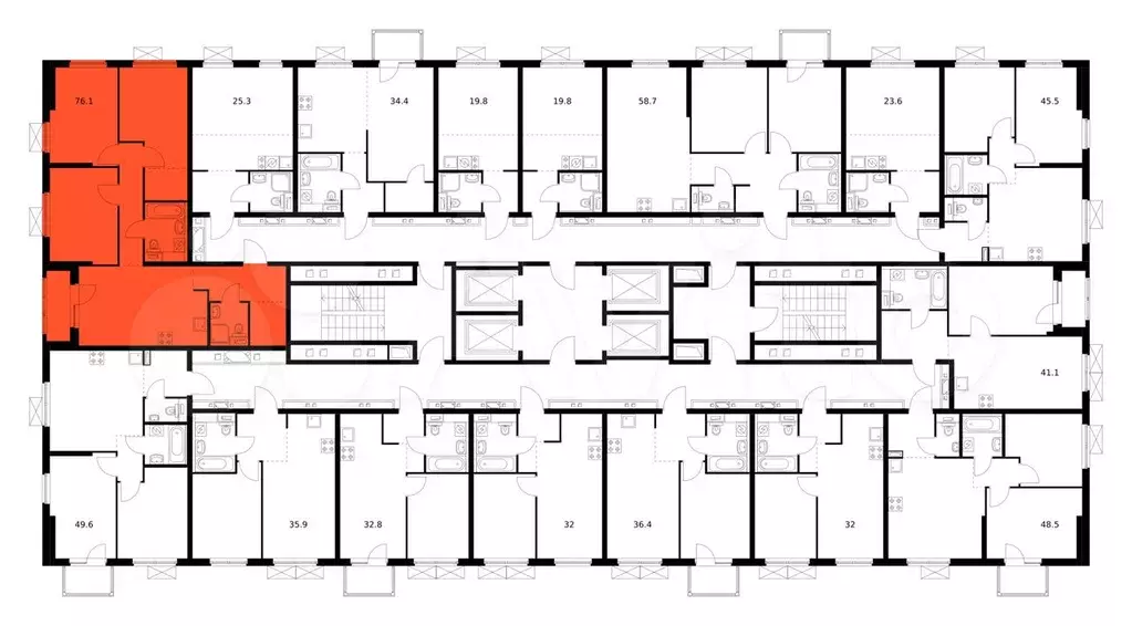 3-к. квартира, 76,1 м, 20/24 эт. - Фото 1