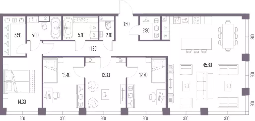 4-комнатная квартира: Москва, ЖК Северный Порт (134.9 м) - Фото 1