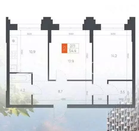 3-комнатная квартира: Благовещенск, Заводская улица, 4/6 (54.4 м) - Фото 1