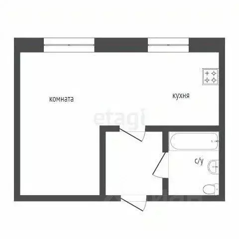 Студия Курганская область, Курган ул. Чкалова, 3 (31.1 м) - Фото 2