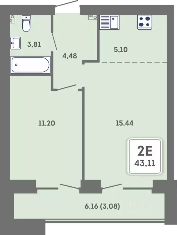 2-к кв. Пермский край, Пермь Кировоградская ул., 28 (46.19 м) - Фото 1