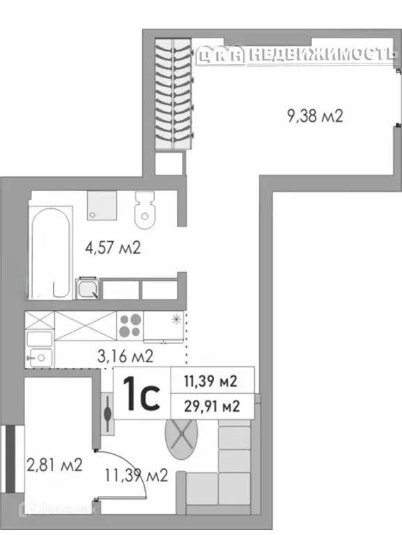 1-комнатная квартира: Оренбург, Яицкая улица, 11 (29.9 м) - Фото 0