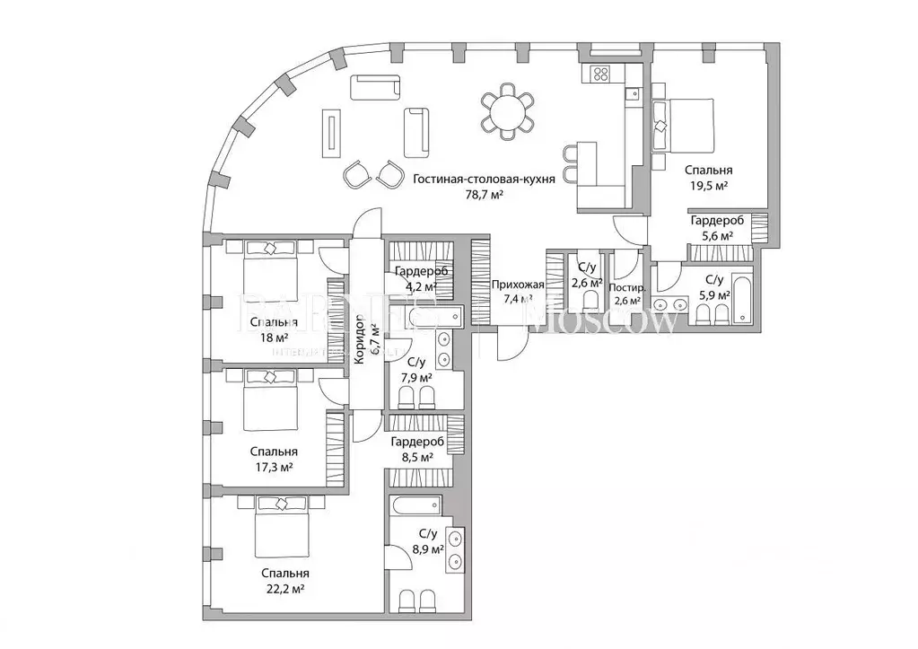 5-к кв. Москва Дружинниковская ул., 15А (216.0 м) - Фото 2