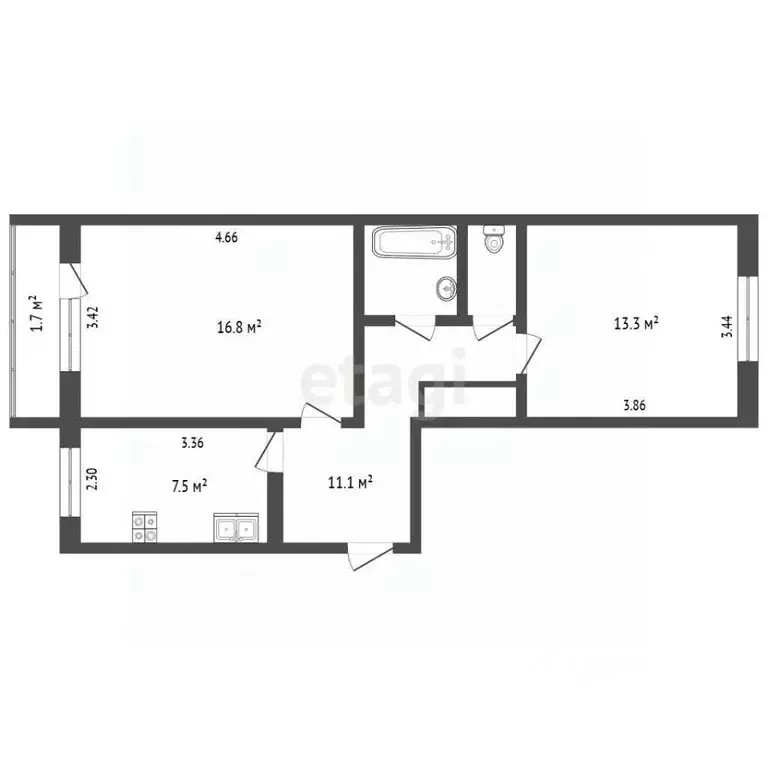 2-к кв. Крым, Щелкино Ленинский район, 1-й мкр, 32\1 (54.2 м) - Фото 2
