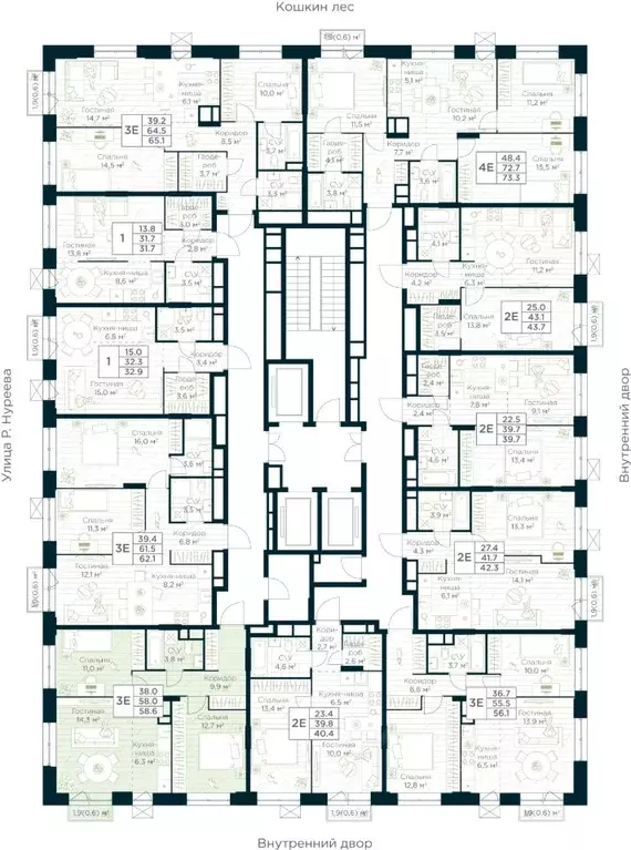 2-к кв. Башкортостан, Уфа Глумилино жилрайон, Урман Сити жилой ... - Фото 2