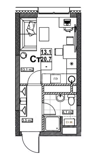 Студия Нижегородская область, Нижний Новгород ул. Бетанкура, 7 (20.7 ... - Фото 2