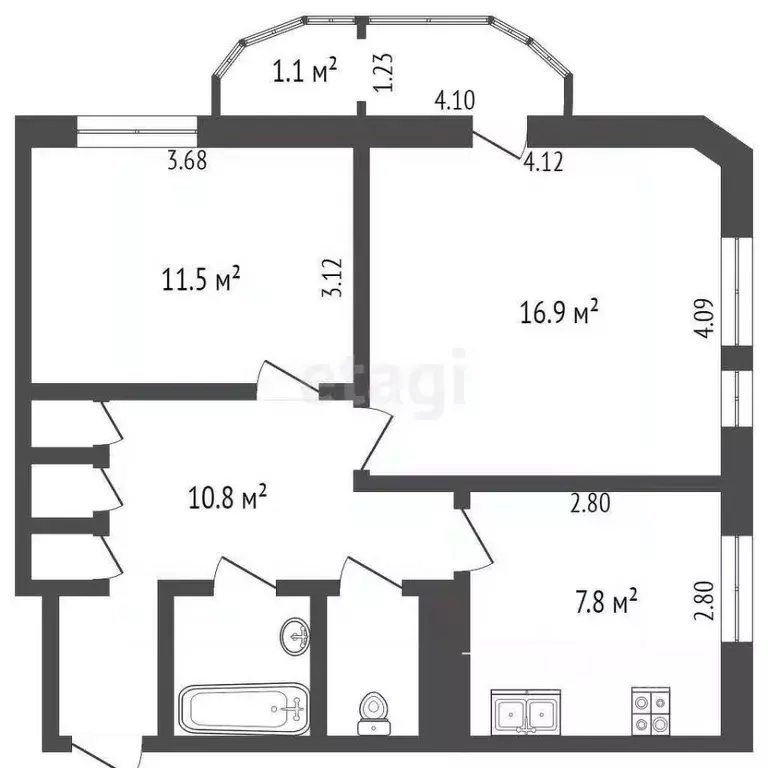 2-к кв. Псковская область, Псков Госпитальная ул., 15А (51.8 м) - Фото 0
