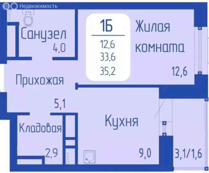 1-комнатная квартира: Красноярск, Свободный проспект, 66Н (35.2 м) - Фото 1