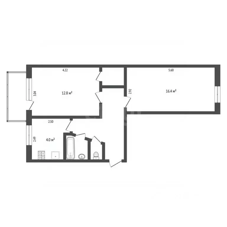 2-к кв. Тюменская область, Тюмень ул. Мельникайте, 95А (46.4 м) - Фото 2