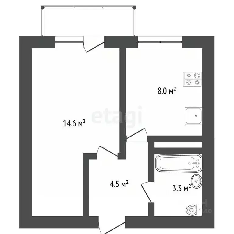 1-к кв. Тюменская область, Тюмень ул. Пермякова, 81 (29.8 м) - Фото 2