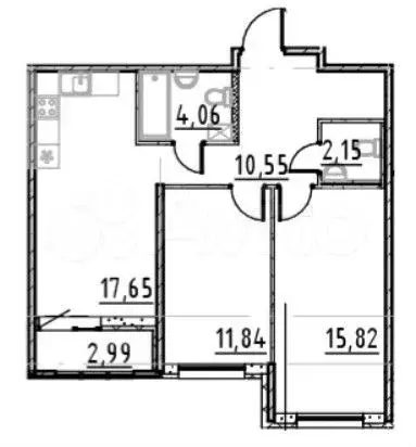 2-к. квартира, 63,6 м, 4/9 эт. - Фото 0