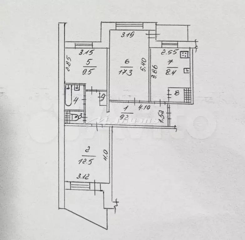 3-к. квартира, 65,1 м, 7/9 эт. - Фото 0