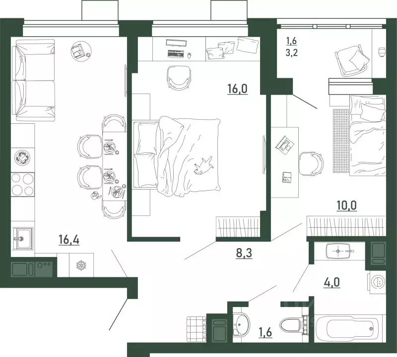 2-к кв. Воронежская область, Воронеж бул. Содружества, 6 (57.9 м) - Фото 1
