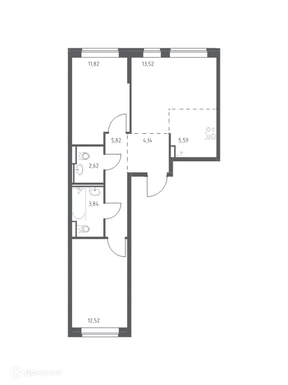 Продаётся 2-к квартира, 59.9 м - Фото 0