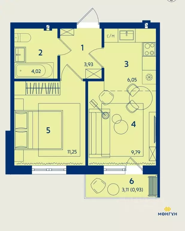 2-к кв. Тыва, Кызыл Монгун жилой комплекс (36.07 м) - Фото 0