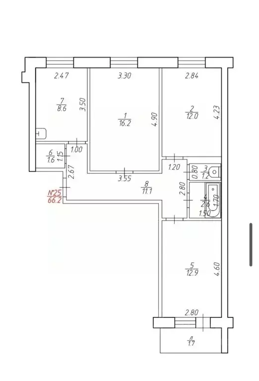 3-к кв. Приморский край, Уссурийск ул. Воровского, 129 (66.2 м) - Фото 2